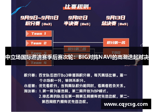 中立场国际邀请赛季后赛次轮：BIG对阵NAVI的高潮迭起对决